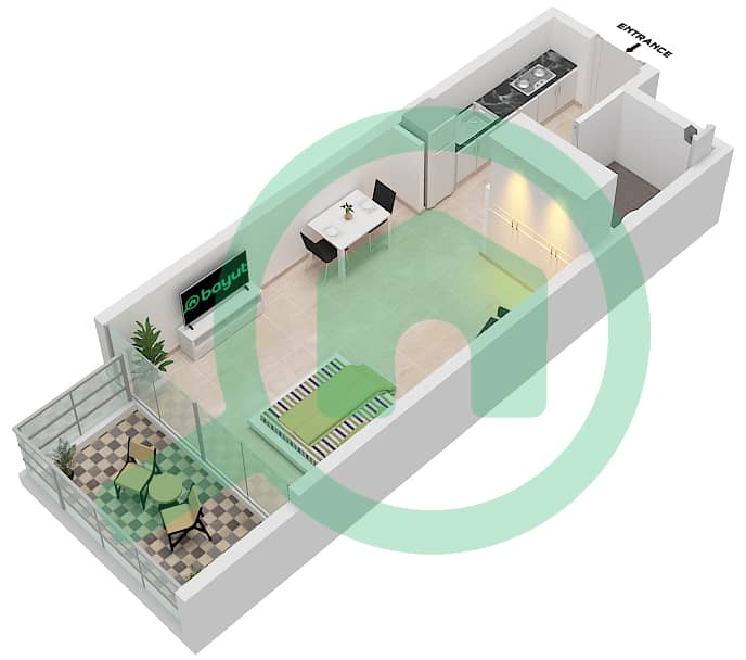 المخططات الطابقية لتصميم النموذج F2 شقة استوديو - أرتيسيا C interactive3D