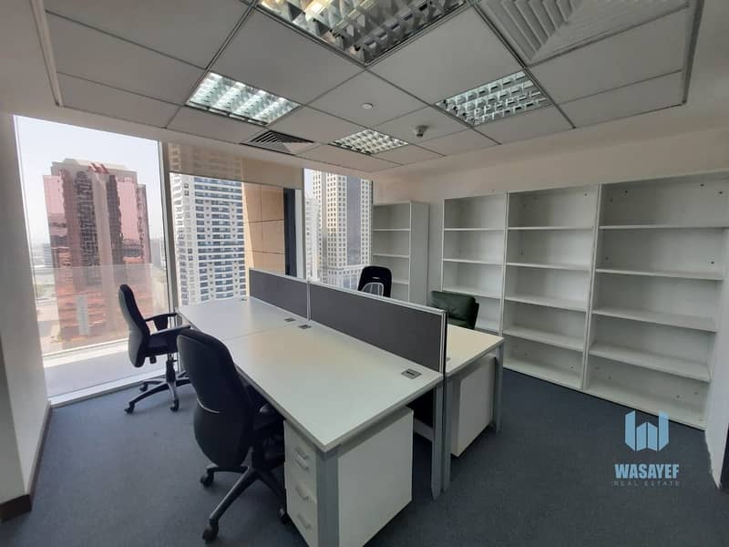 6 FULLY FURNISHED OFFICE ON SHEIKH ZAYED ROAD WITH ROAD VIEW. .