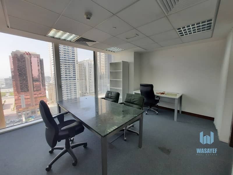 9 FULLY FURNISHED OFFICE ON SHEIKH ZAYED ROAD WITH ROAD VIEW. .