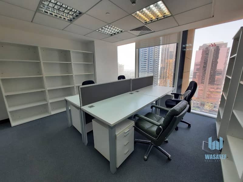 13 FULLY FURNISHED OFFICE ON SHEIKH ZAYED ROAD WITH ROAD VIEW. .