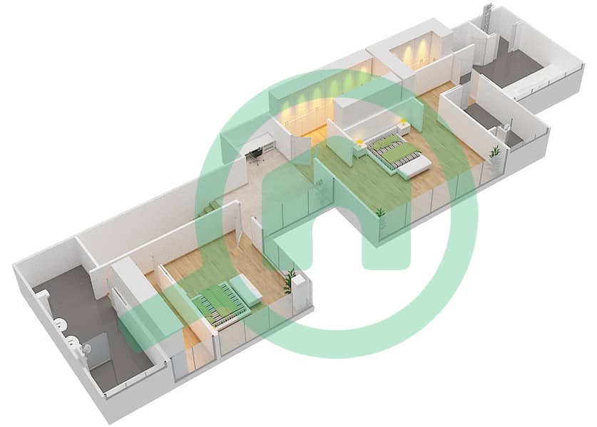 المخططات الطابقية لتصميم النموذج F DUPLEX VERSION 2 شقة 4 غرف نوم - سيفينث هيفين Upper Floor interactive3D
