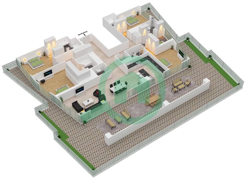المخططات الطابقية لتصميم الوحدة FELLA C1-812 شقة 4 غرف نوم - مساكن تونينو لامبورغيني interactive3D