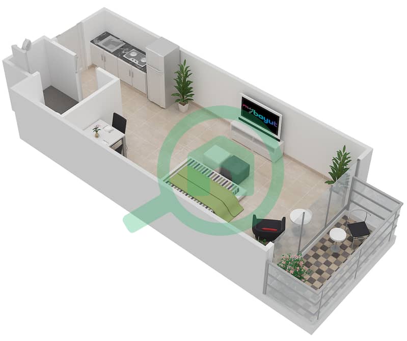 Milano by Giovanni Boutique Suites - Studio Apartment Type 2 Floor plan interactive3D