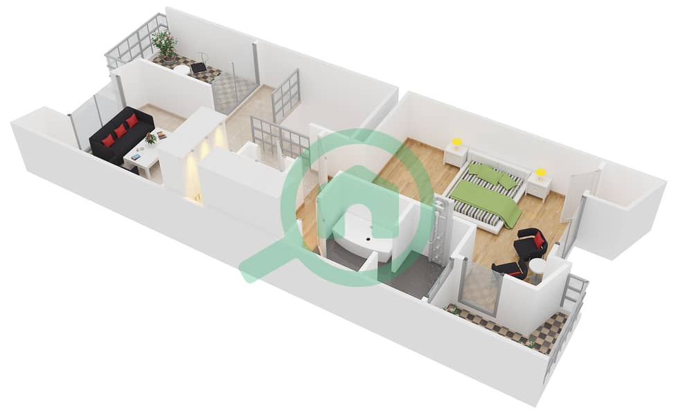 Sandoval Garden - 3 Bedroom Townhouse Type LACUEVA Floor plan Second Floor interactive3D