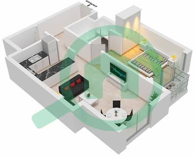 المخططات الطابقية لتصميم النموذج / الوحدة A/3 FLOOR 8-20 شقة 1 غرفة نوم - آمنة