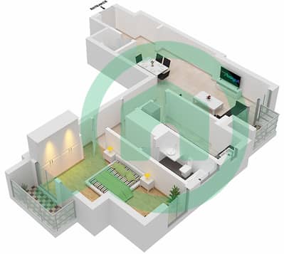 المخططات الطابقية لتصميم النموذج / الوحدة A/6 FLOOR 22-40 شقة 1 غرفة نوم - آمنة