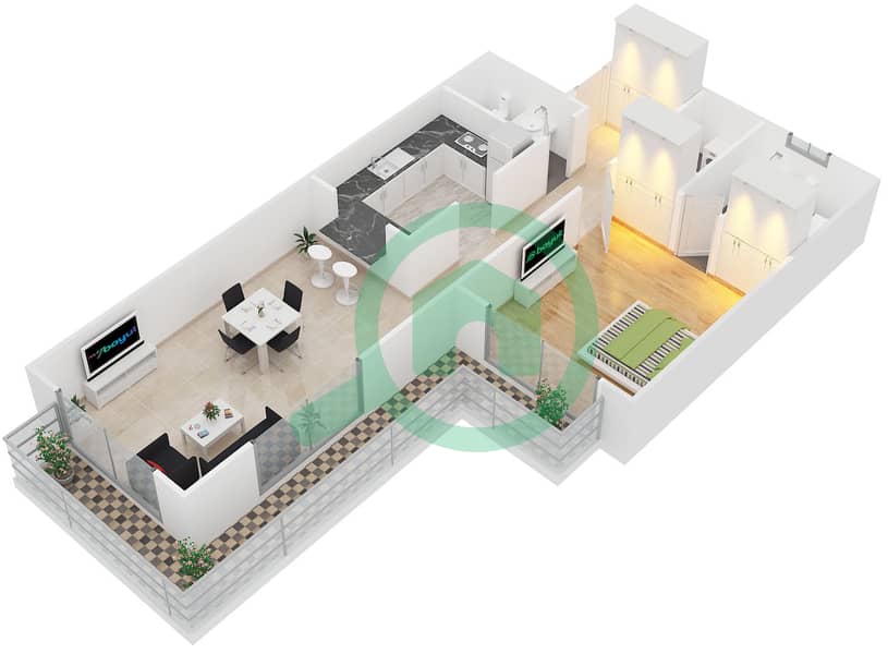 Spica Residential - 1 Bedroom Apartment Type 3 Floor plan interactive3D