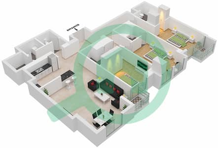 Amna - 3 Bedroom Apartment Type/unit B/2 FLOOR 44-62 Floor plan