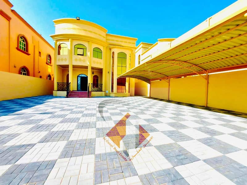 For sale, a villa in Ajman, 6 rooms, 3 floors, very excellent finishing without down payment and in monthly installments for a period of 25 years with a large bank indulgence