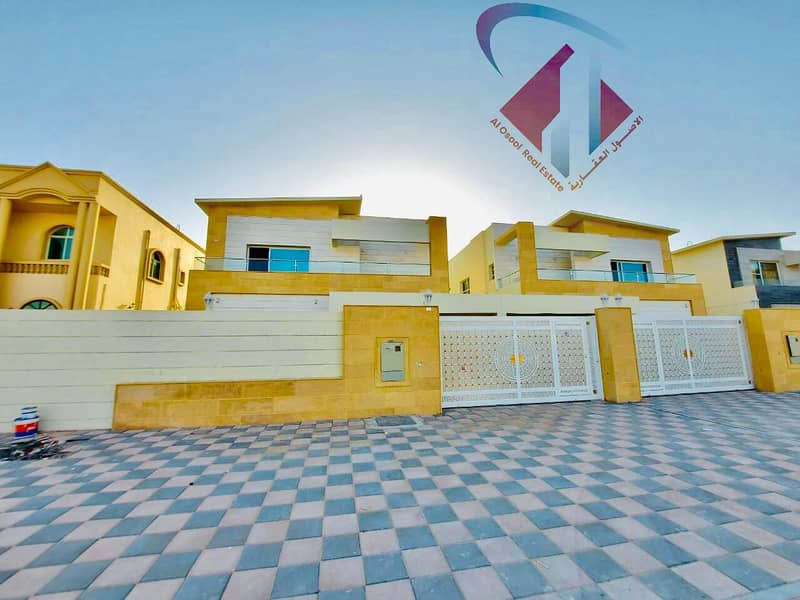For sale, a villa in Ajman, European style, modern design, very excellent finishing, without a down payment, and in monthly installments for a period of 25 years, with a large bank indulgence.