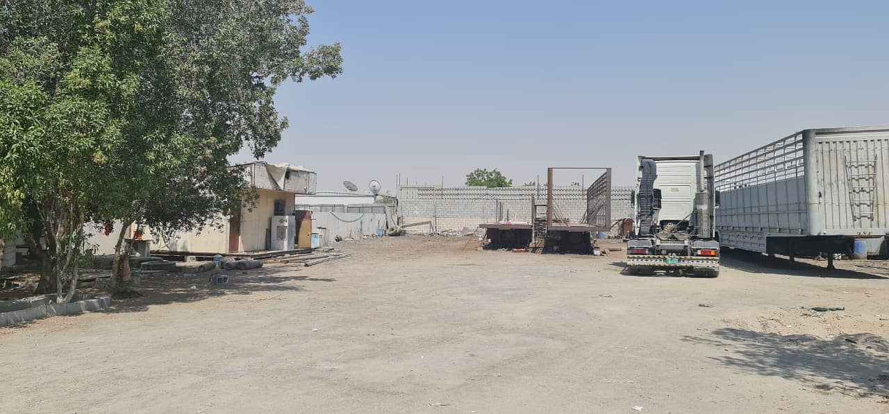 20,000 Sq ft Open Land with Built-in Offices, Toilets and Pantry available in Al Sajja Industrial Area.