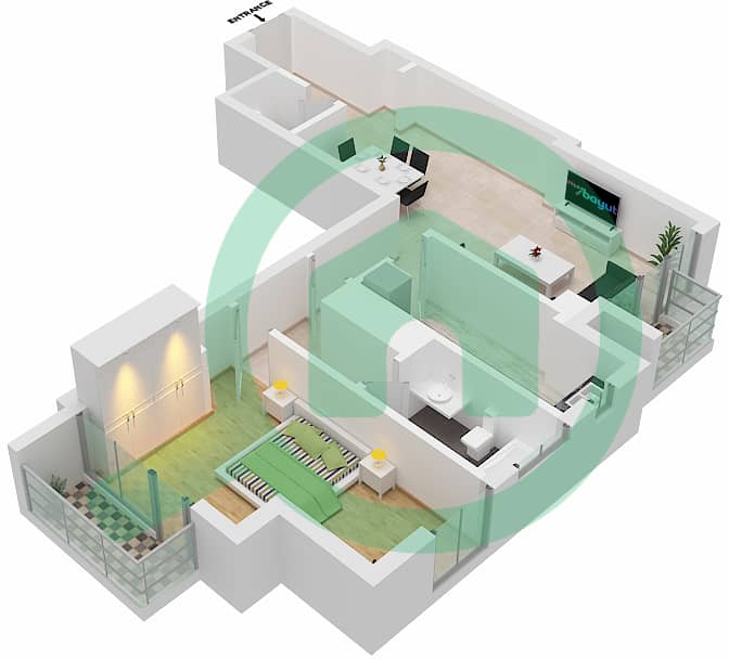 Амна - Апартамент 1 Спальня планировка Тип/мера A/6 FLOOR 8-20 Floor 8-20 interactive3D