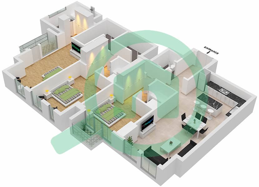 Amna - 3 Bedroom Apartment Type/unit B/4 FLOOR 42 Floor plan Floor 42 interactive3D