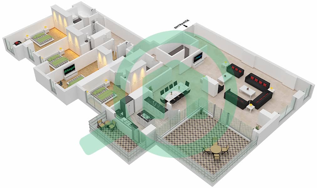 Amna - 4 Bedroom Apartment Type/unit C/3 FLOOR 64 Floor plan Floor 64 interactive3D