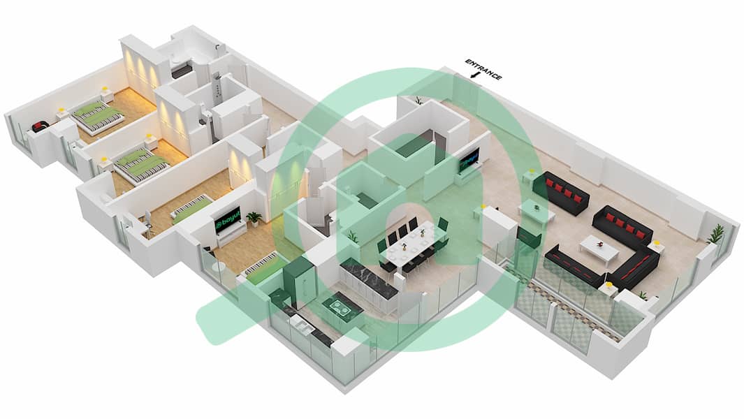 Amna - 4 Bedroom Apartment Type/unit C/1 FLOOR 65 Floor plan Floor 65 interactive3D