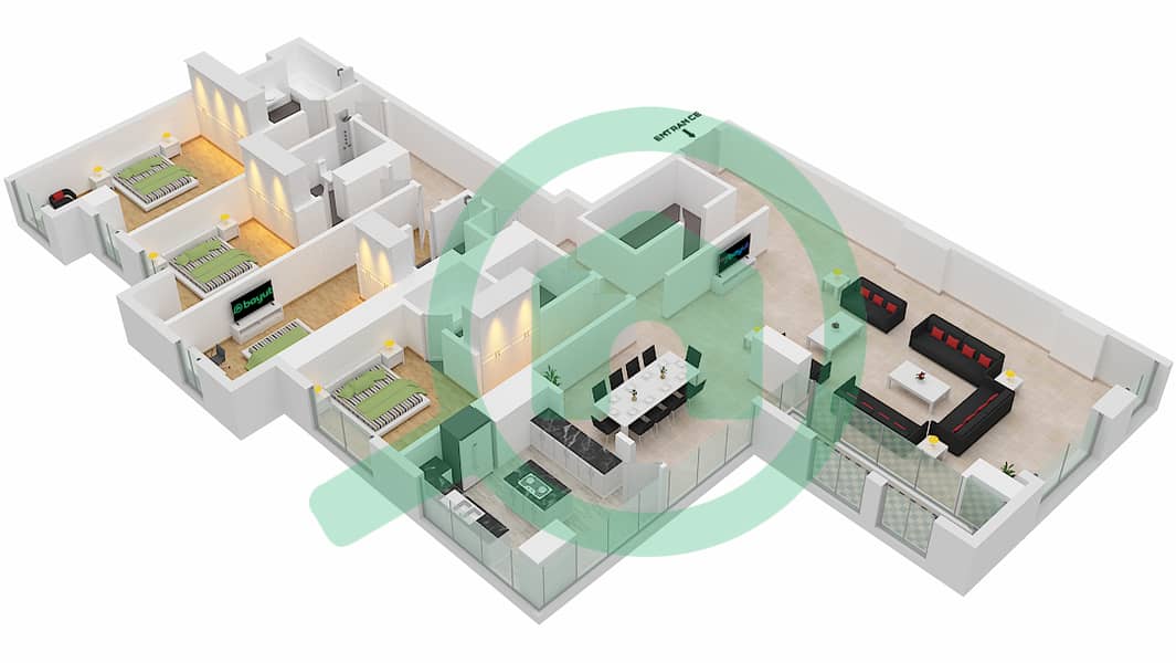 Амна - Апартамент 4 Cпальни планировка Тип/мера C/3 FLOOR 66 Floor 66 interactive3D