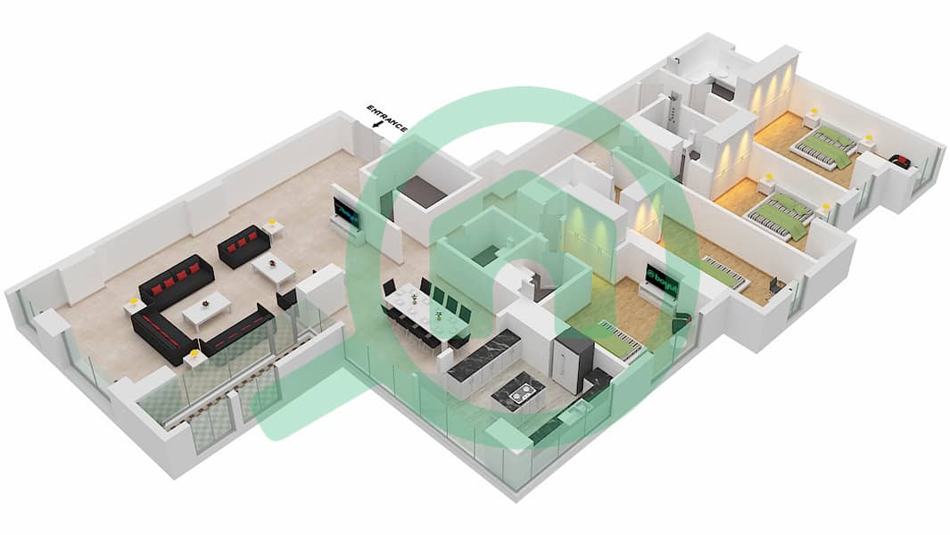 Amna - 4 Bedroom Apartment Type/unit C/4 FLOOR 66 Floor plan Floor 66 interactive3D