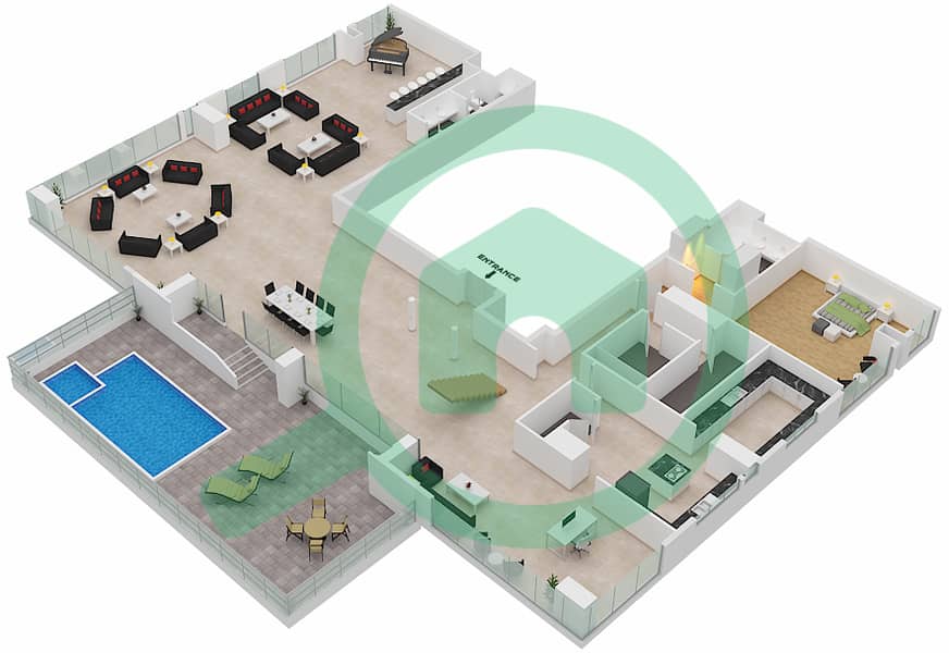 المخططات الطابقية لتصميم النموذج / الوحدة E/1  FLOOR 68-69 شقة 6 غرف نوم - آمنة Lower Floor 68 interactive3D