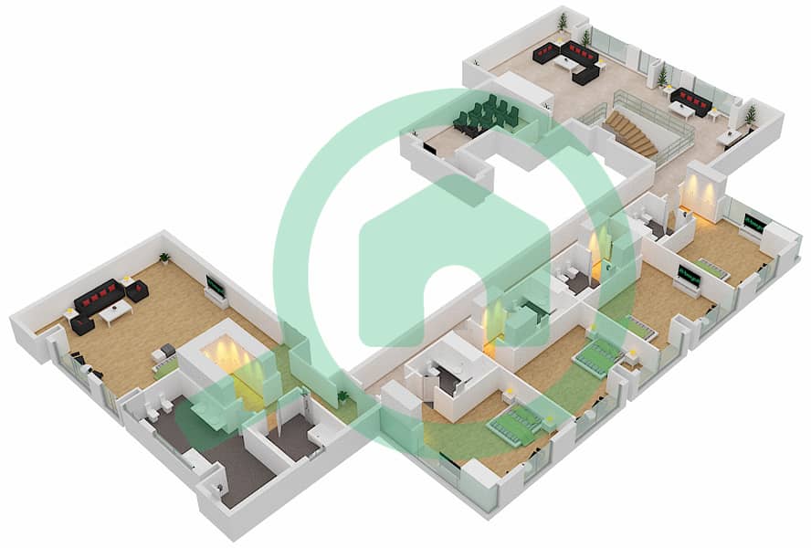 阿姆纳公寓 - 7 卧室公寓类型／单位F/1 FLOOR 70-71戶型图 Second Floor 71 interactive3D