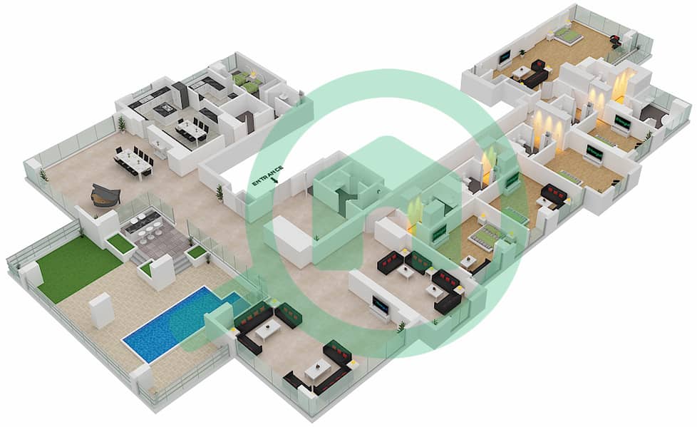المخططات الطابقية لتصميم النموذج / الوحدة D/1 FLOOR 67 شقة 5 غرف نوم - آمنة Floor 67 interactive3D