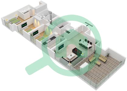 المخططات الطابقية لتصميم الوحدة 4 شقة 3 غرف نوم - كريك إيدج