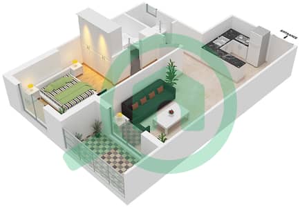 Artistic Heights - 1 Bedroom Apartment Type/unit F/6 FLOOR 2-16 Floor plan