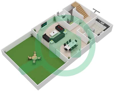 المخططات الطابقية لتصميم النموذج D شقة 2 غرفة نوم - غولف تراس