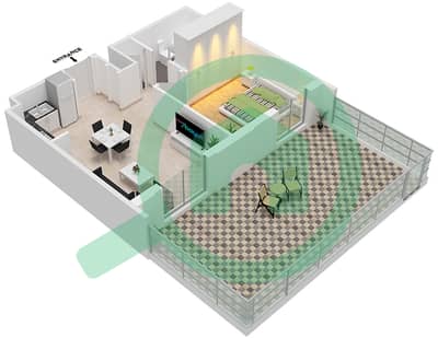 المخططات الطابقية لتصميم النموذج / الوحدة 1A-3/2 شقة 1 غرفة نوم - سيان بيتش رزيدنس من ايجل هيلز