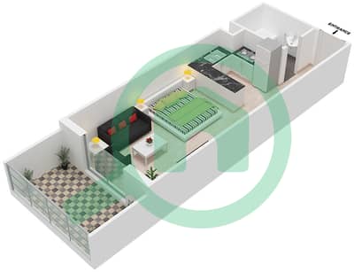 艺术塔楼 - 单身公寓类型／单位K/11 FLOOR 2-16戶型图