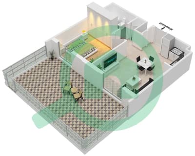 المخططات الطابقية لتصميم النموذج / الوحدة 1A-3M/20 شقة 1 غرفة نوم - سيان بيتش رزيدنس من ايجل هيلز