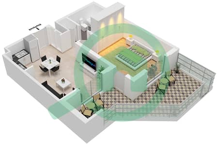 المخططات الطابقية لتصميم النموذج / الوحدة 1B-2/28 شقة 1 غرفة نوم - سيان بيتش رزيدنس من ايجل هيلز