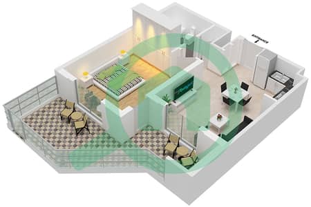 المخططات الطابقية لتصميم النموذج / الوحدة 1B-2M/22 شقة 1 غرفة نوم - سيان بيتش رزيدنس من ايجل هيلز