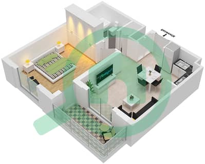 المخططات الطابقية لتصميم النموذج / الوحدة 1B-4/28 شقة 1 غرفة نوم - سيان بيتش رزيدنس من ايجل هيلز