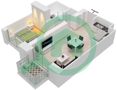 المخططات الطابقية لتصميم الوحدة 7/ FLOOR 1 شقة 1 غرفة نوم - كريك بالاس