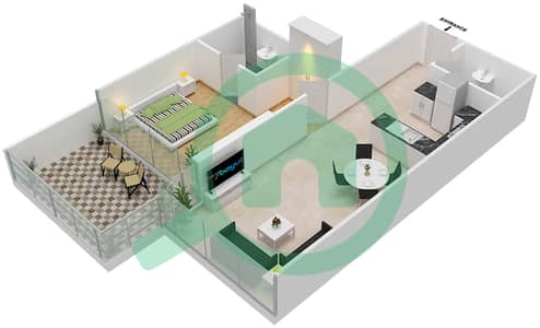 المخططات الطابقية لتصميم الوحدة 7 FLOOR 5 شقة 1 غرفة نوم - Golf Terrace A