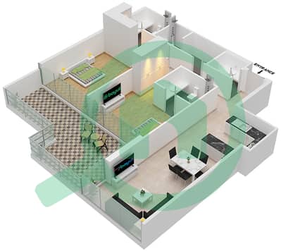 المخططات الطابقية لتصميم الوحدة 4 FLOOR 6-7 شقة 2 غرفة نوم - Golf Terrace A