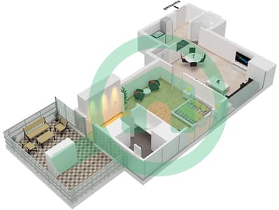 المخططات الطابقية لتصميم النموذج 1 شقة 1 غرفة نوم - جاي ون