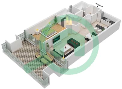 المخططات الطابقية لتصميم النموذج 4 شقة 1 غرفة نوم - جاي ون
