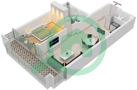 المخططات الطابقية لتصميم النموذج 5 شقة 1 غرفة نوم - جاي ون