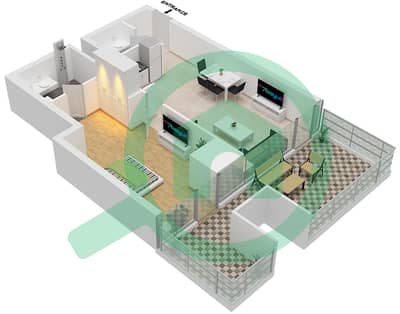 المخططات الطابقية لتصميم النموذج 6 شقة 1 غرفة نوم - جاي ون