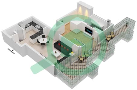 المخططات الطابقية لتصميم النموذج 9 شقة 1 غرفة نوم - جاي ون