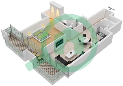 المخططات الطابقية لتصميم النموذج 8 شقة 1 غرفة نوم - جاي ون
