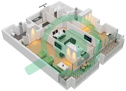 المخططات الطابقية لتصميم النموذج 4 شقة 2 غرفة نوم - جاي ون