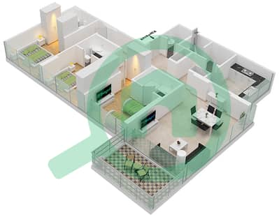 Golf Terrace B - 3 Bedroom Apartment Unit 2  FLOOR 4 Floor plan