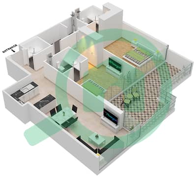 المخططات الطابقية لتصميم الوحدة 4 FLOOR 6-7 شقة 2 غرفة نوم - غولف تراسB