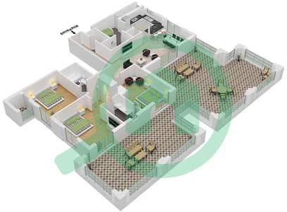 المخططات الطابقية لتصميم النموذج / الوحدة 3D-1/03 شقة 3 غرف نوم - سيان بيتش رزيدنس من ايجل هيلز