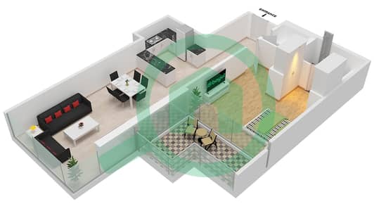 المخططات الطابقية لتصميم الوحدة 3 FLOOR 8 شقة 1 غرفة نوم - غولف تراسB