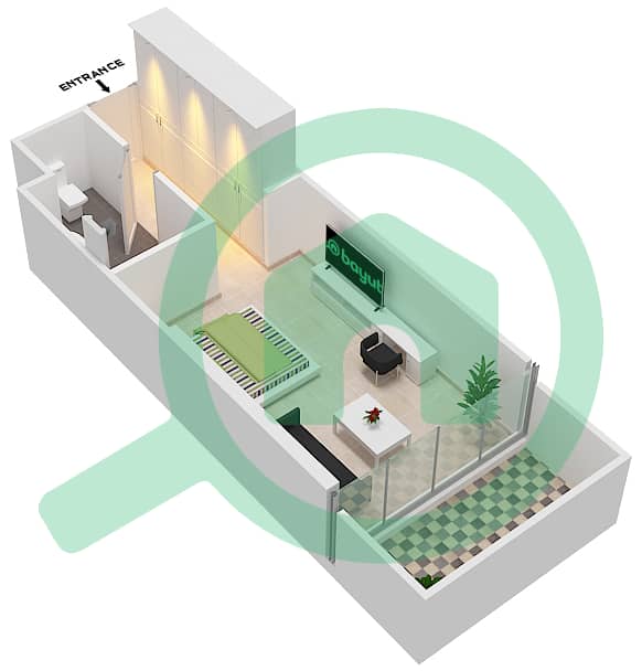 المخططات الطابقية لتصميم الوحدة A05 FLOOR 2 شقة استوديو - راديسون دبي داماك هيلز (أرتيسيا A) interactive3D