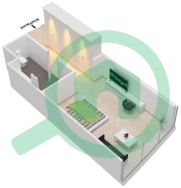 المخططات الطابقية لتصميم الوحدة A10  FLOOR 2 شقة استوديو - راديسون دبي داماك هيلز (أرتيسيا A) interactive3D