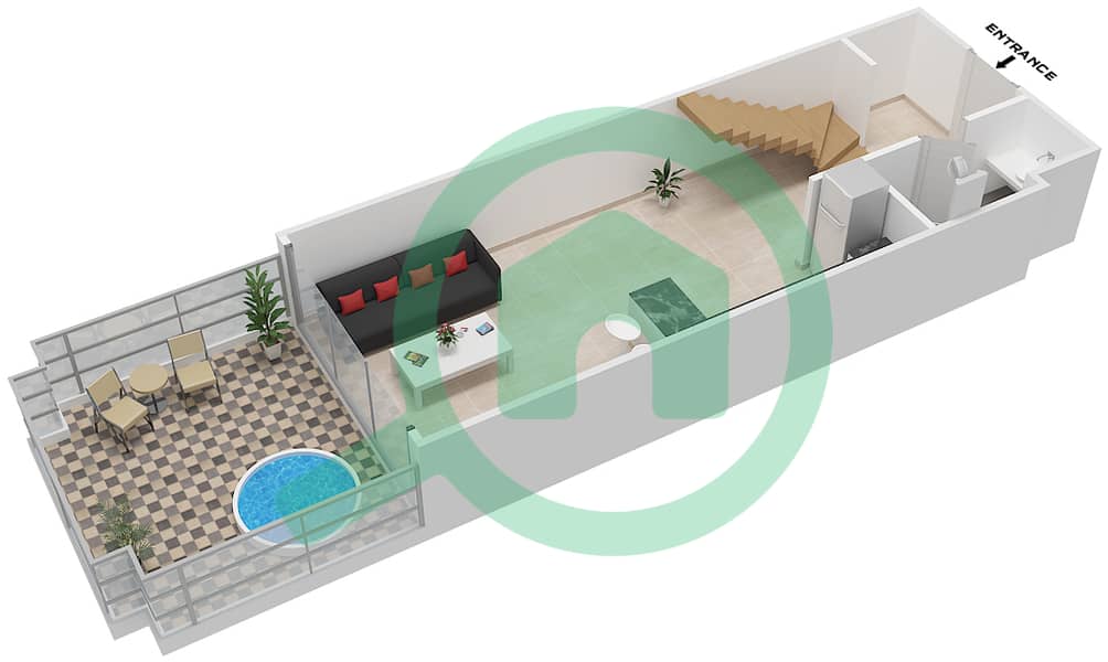 Villa Myra - 1 Bedroom Penthouse Unit 322 Floor plan interactive3D